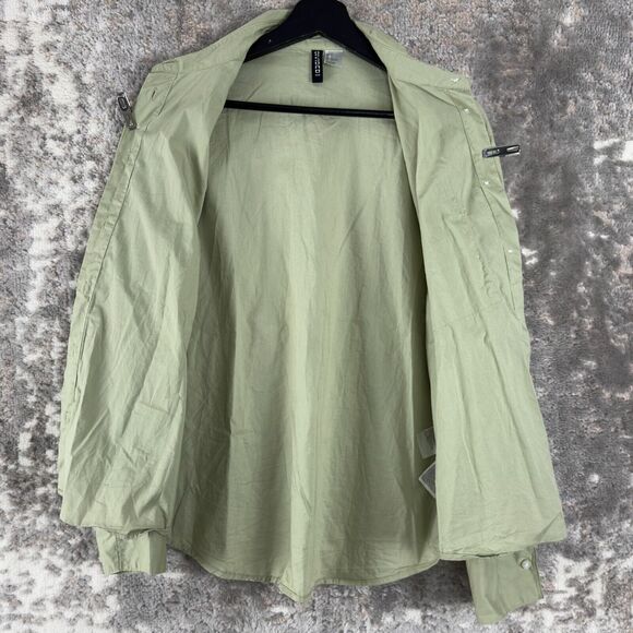 H&M Divided Sz S Oversized Button-Up Top Long Sleeve Shirt Neutral Loose-Fit - Picture 3 of 9